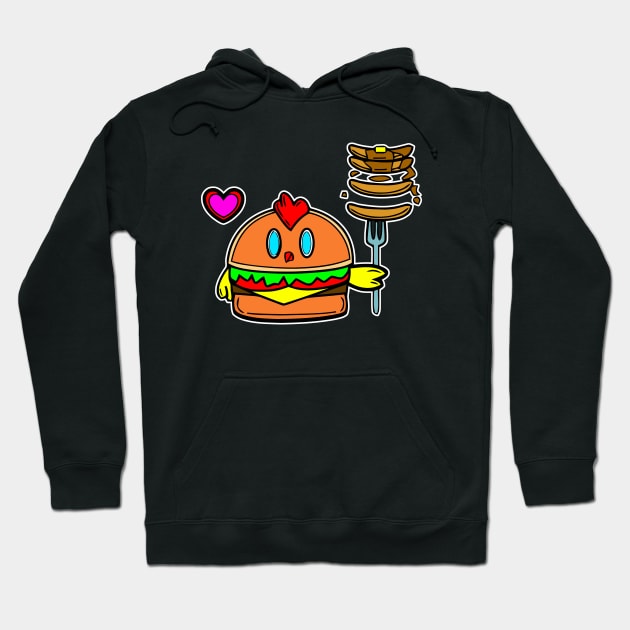 Pancake Breakfast Baby Chick Cheeseburger Hoodie by MaystarUniverse